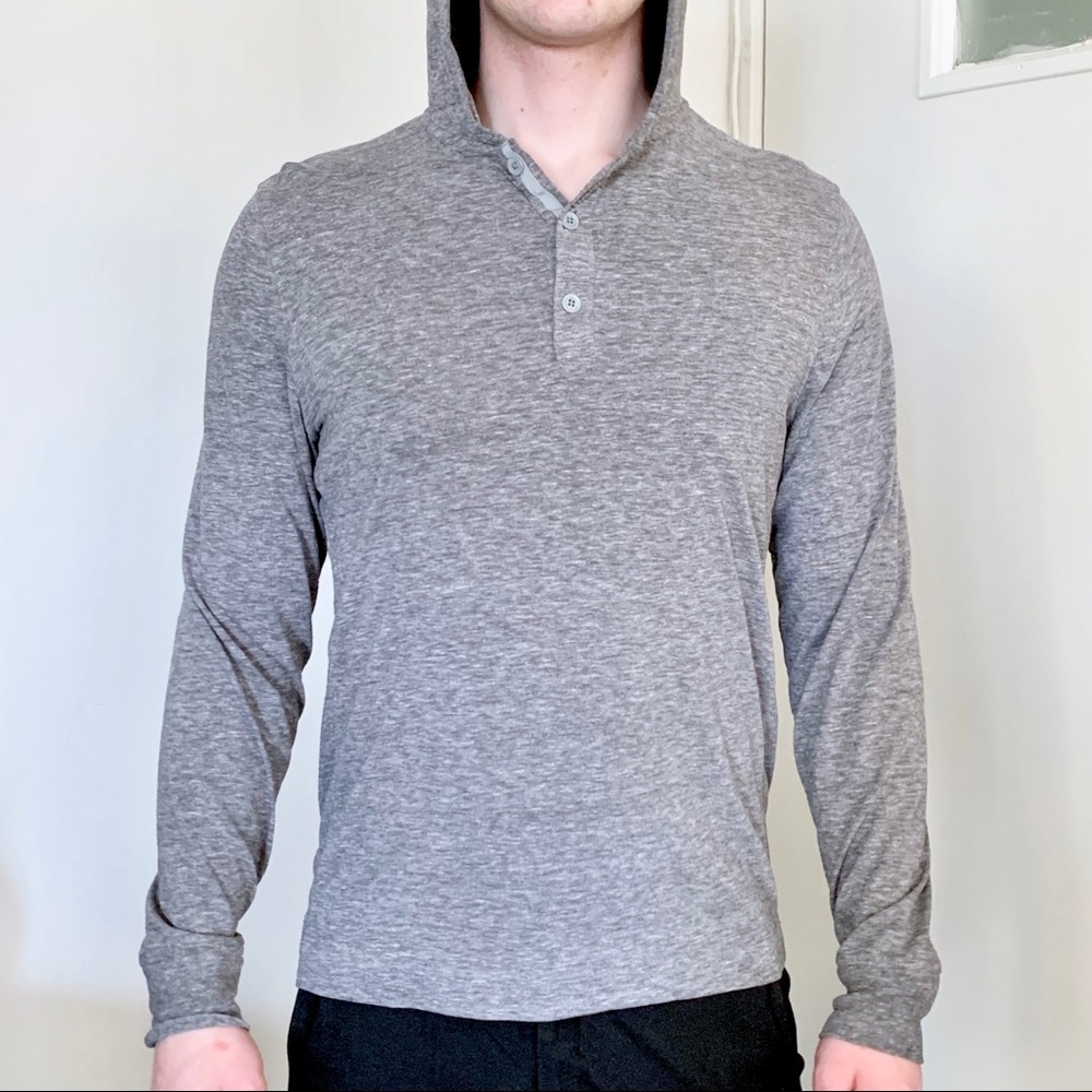 Banana Republic Y2K gray preppy Henley lightweight hoodie beach Stefan Salvatore